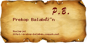 Prekop Balabán névjegykártya